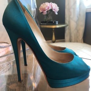 Casaedi Turquoise Satin Heels
